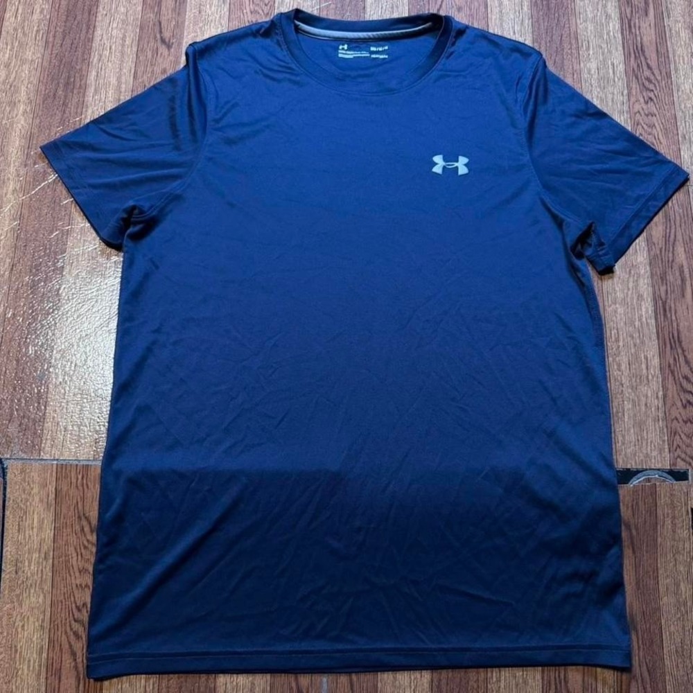 Under Armour Blue Heat Tech Retro Sportswear Running Train Shirt Medium